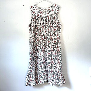 Expressions Nightgown Plus Size 1X Sleeveless Floral Cotton Cottagecore Prairie